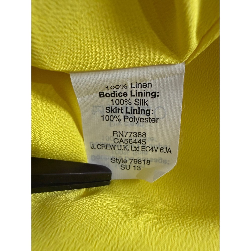J.Crew Citron Yellow Linen Twist Front Sheath‎ Dress Silk Lined 79818 Size 2 - Picture 5 of 6